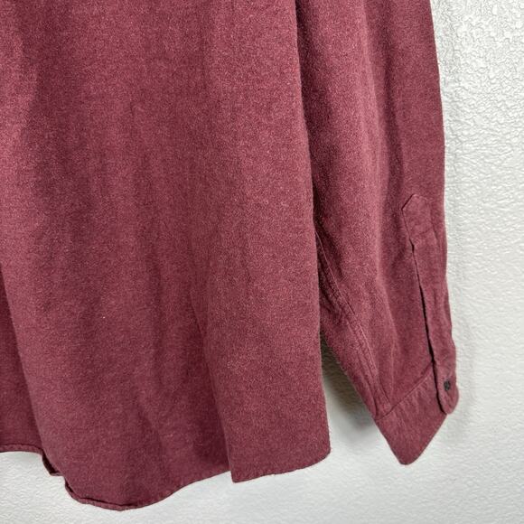Lands End Flannel Shirt Mens XL Solid Burgundy Chamois Cloth Brushed Outdoor - Picture 8 of 11